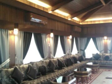 Premium Royal Maroon Floor Seating Majlis for Large Reception Halls